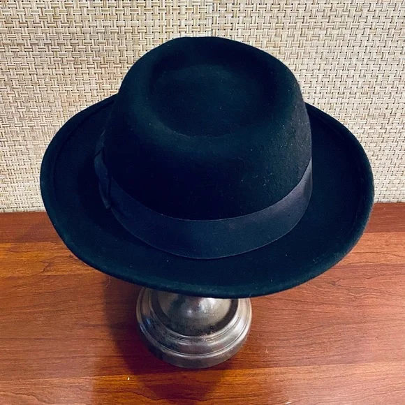 🌟HP🌟VTG 1960s Black Wool Bogart Fedora by Capas Design - Picture 7 of 11